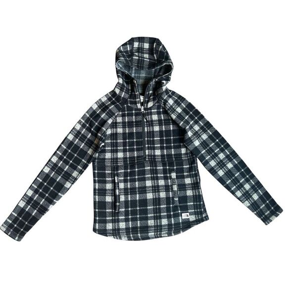 The North Face Black White Plaid Hooded Half Zip Sweater Size XS‎ - Picture 1 of 7